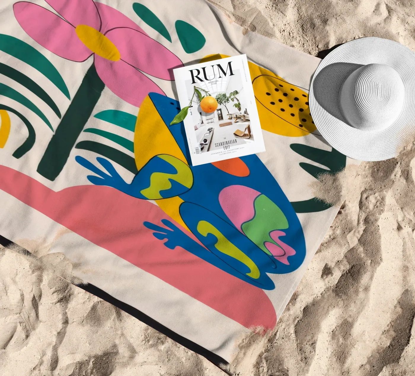 Uccello e fiore telo mare da Seren Liodra