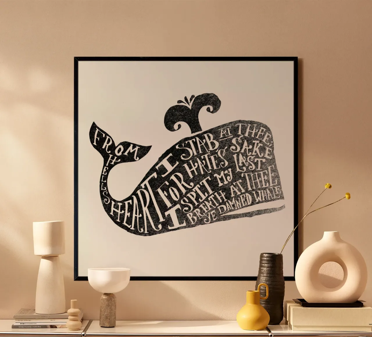 ye damned whale poster con telaio in legno da Matthew Taylor Wilson