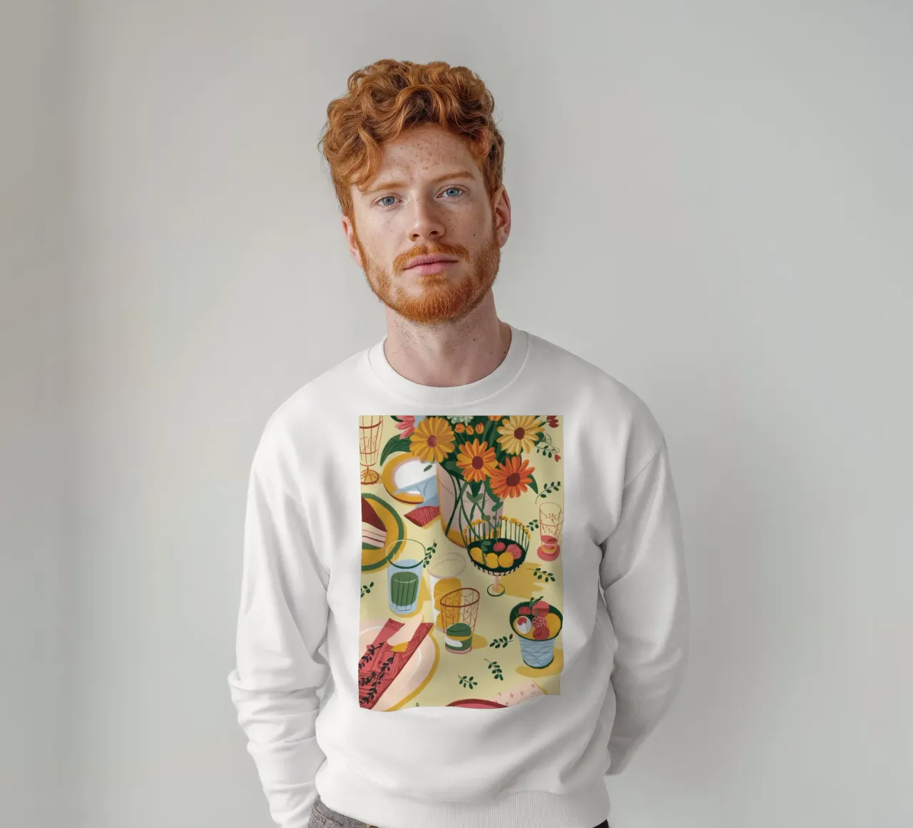 Sunflower Table Setting sweatshirt by Kamera Obskura