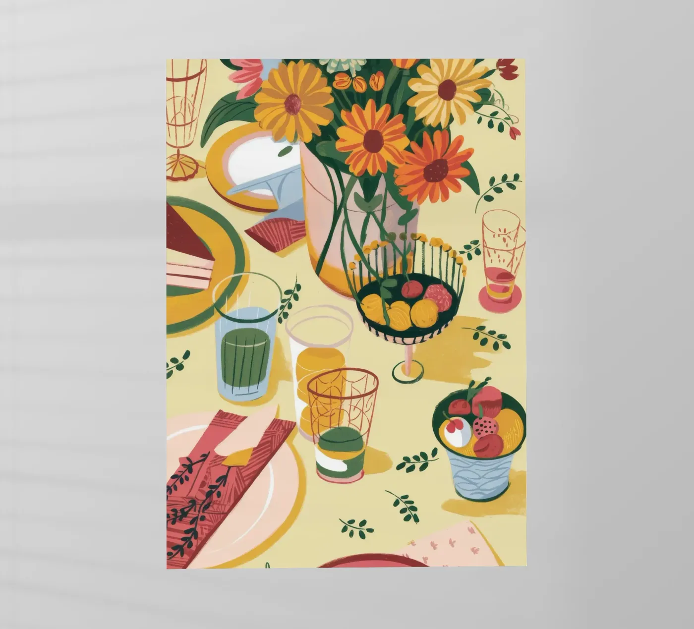 Allestimento della tavola con i girasoli pellicola backlit da Kamera Obskura