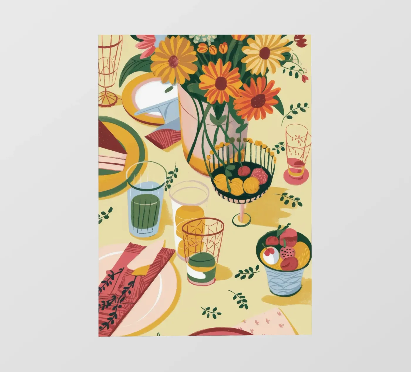 Zonnebloem tafeldecoratie fotobehang van Kamera Obskura