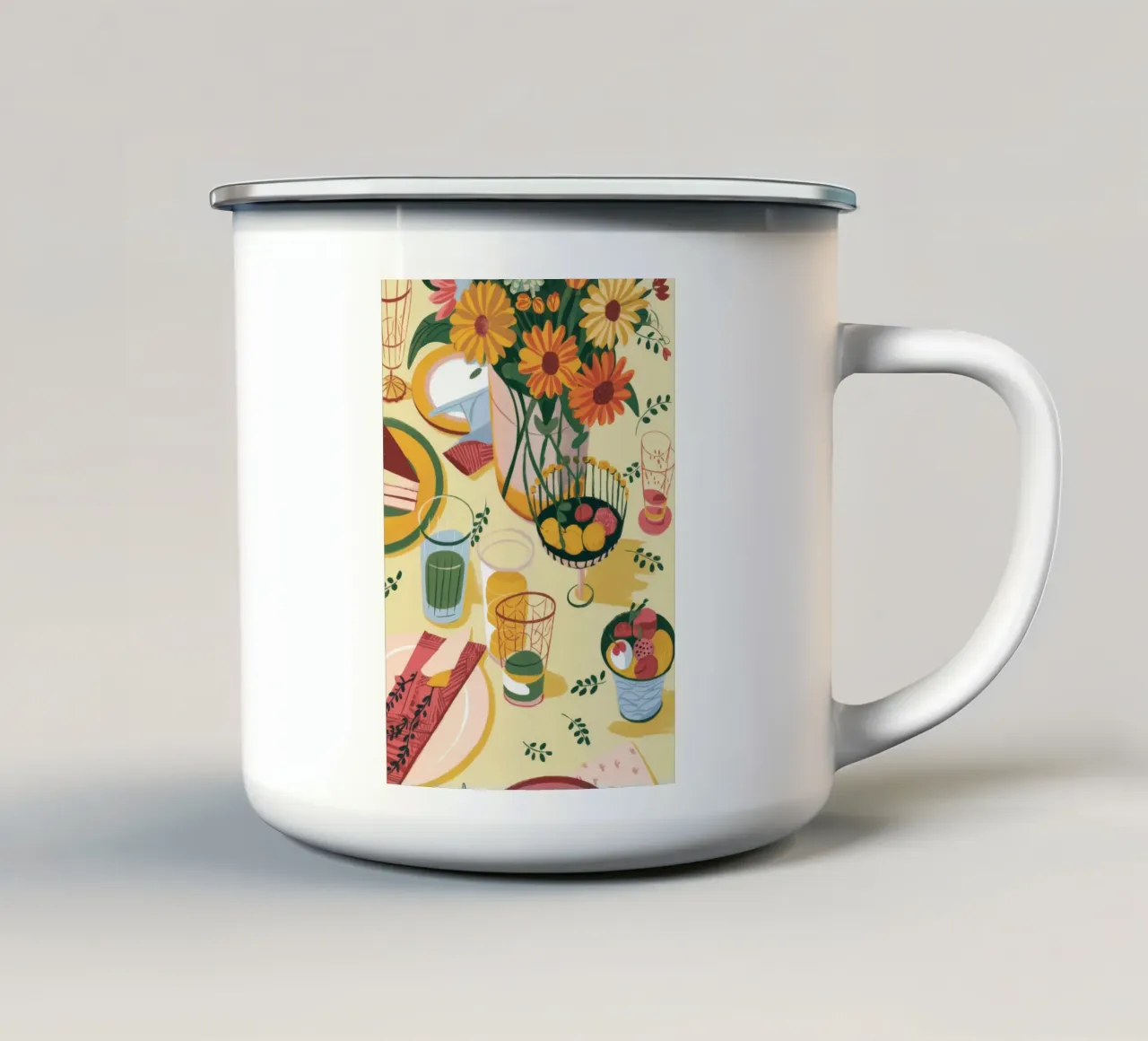 Décor de table en forme de tournesol mug en émail de Kamera Obskura