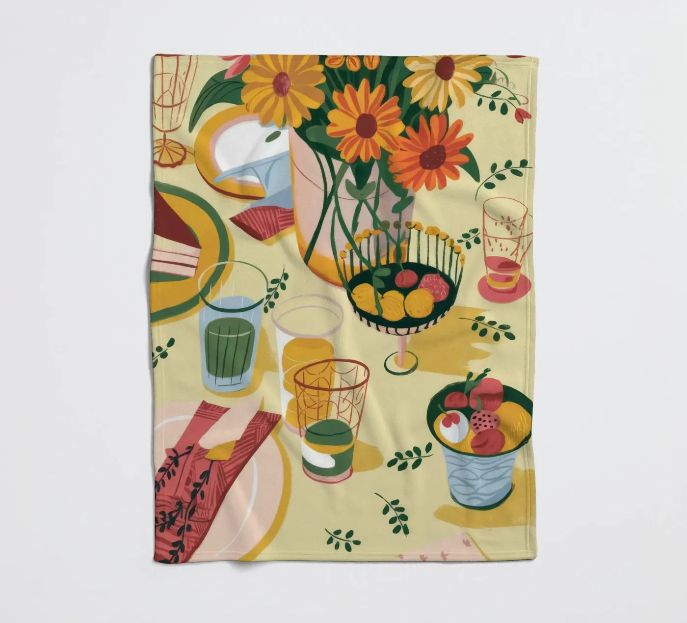 Sunflower Table Setting fleecedeken van Kamera Obskura