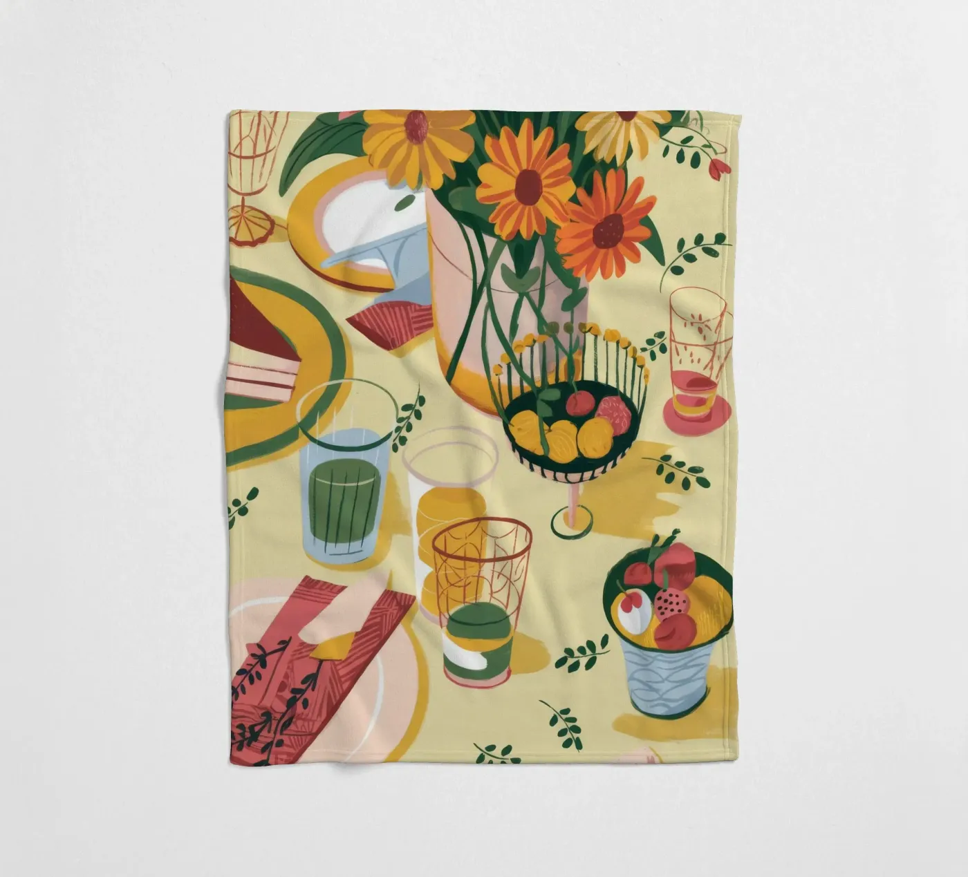 Sunflower Table Setting fleecedeken van Kamera Obskura