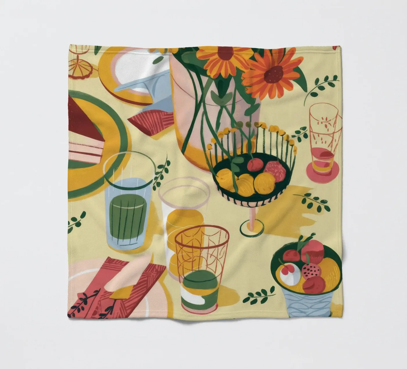 Sunflower Table Setting fleecedeken van Kamera Obskura