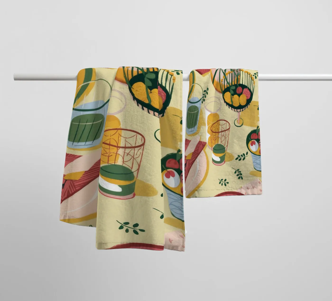 Zonnebloem tafeldecoratie badhanddoek van Kamera Obskura