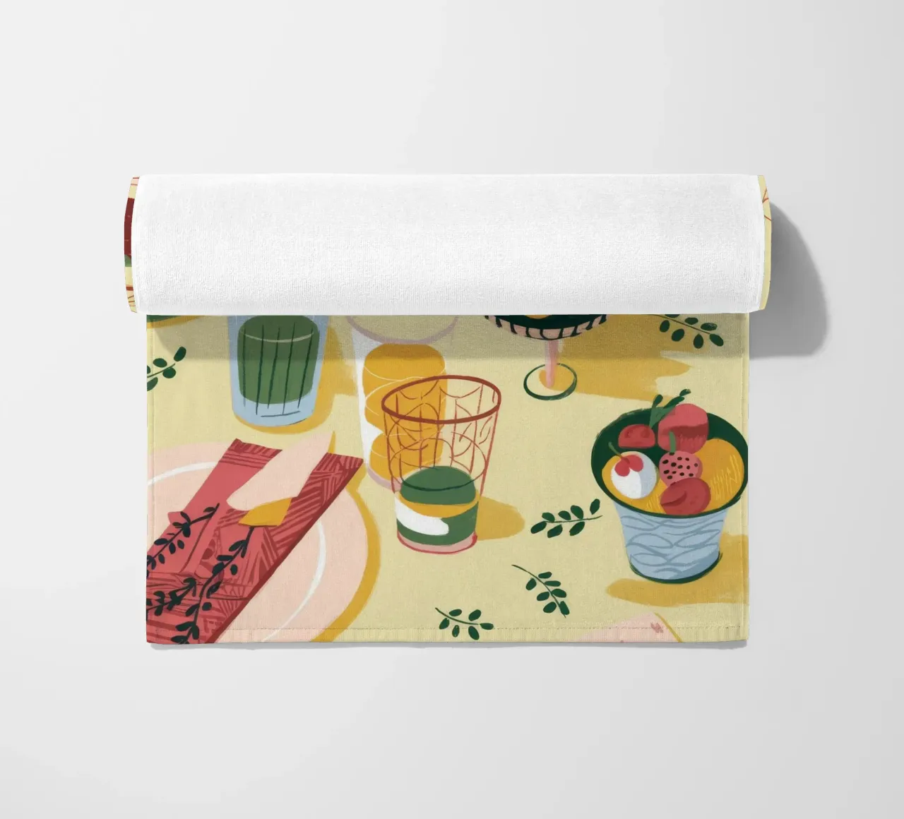 Sunflower Table Setting beach towel by Kamera Obskura