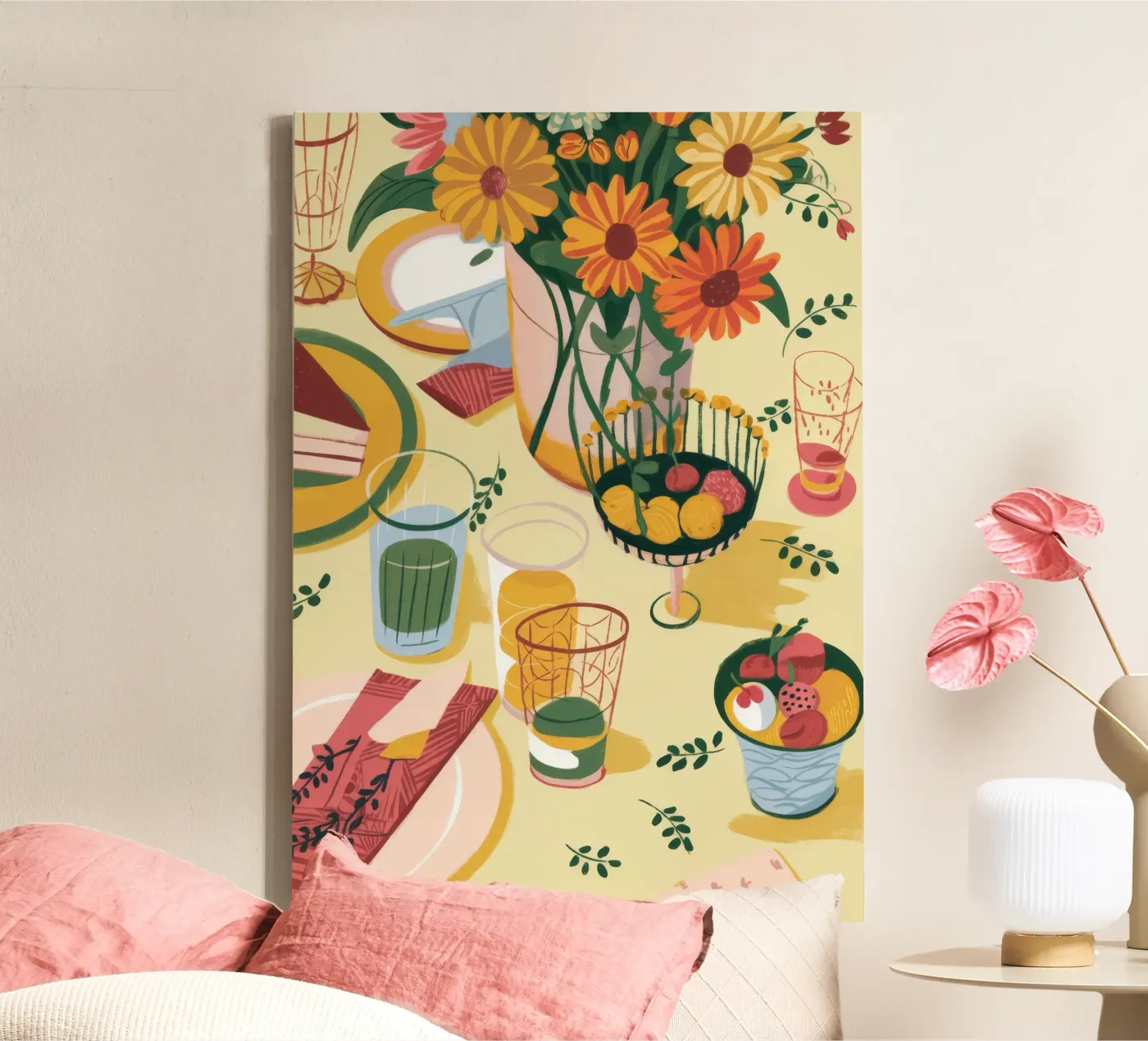 Allestimento della tavola con i girasoli tela da Kamera Obskura