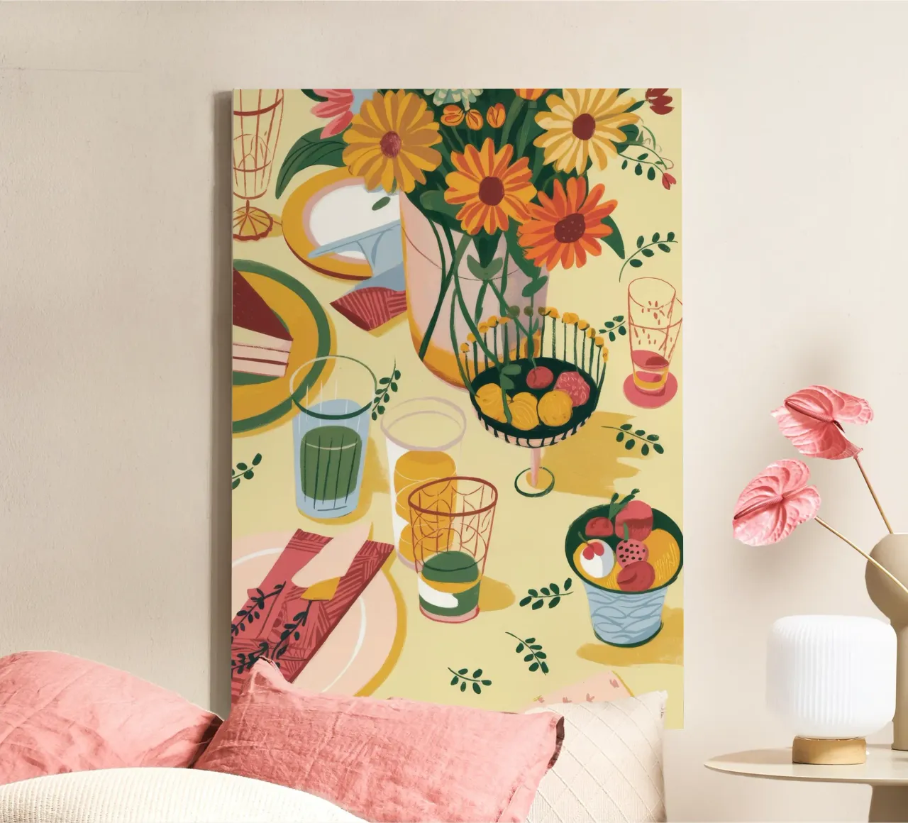 Décor de table en forme de tournesol toile avec Caisse américaine de Kamera Obskura