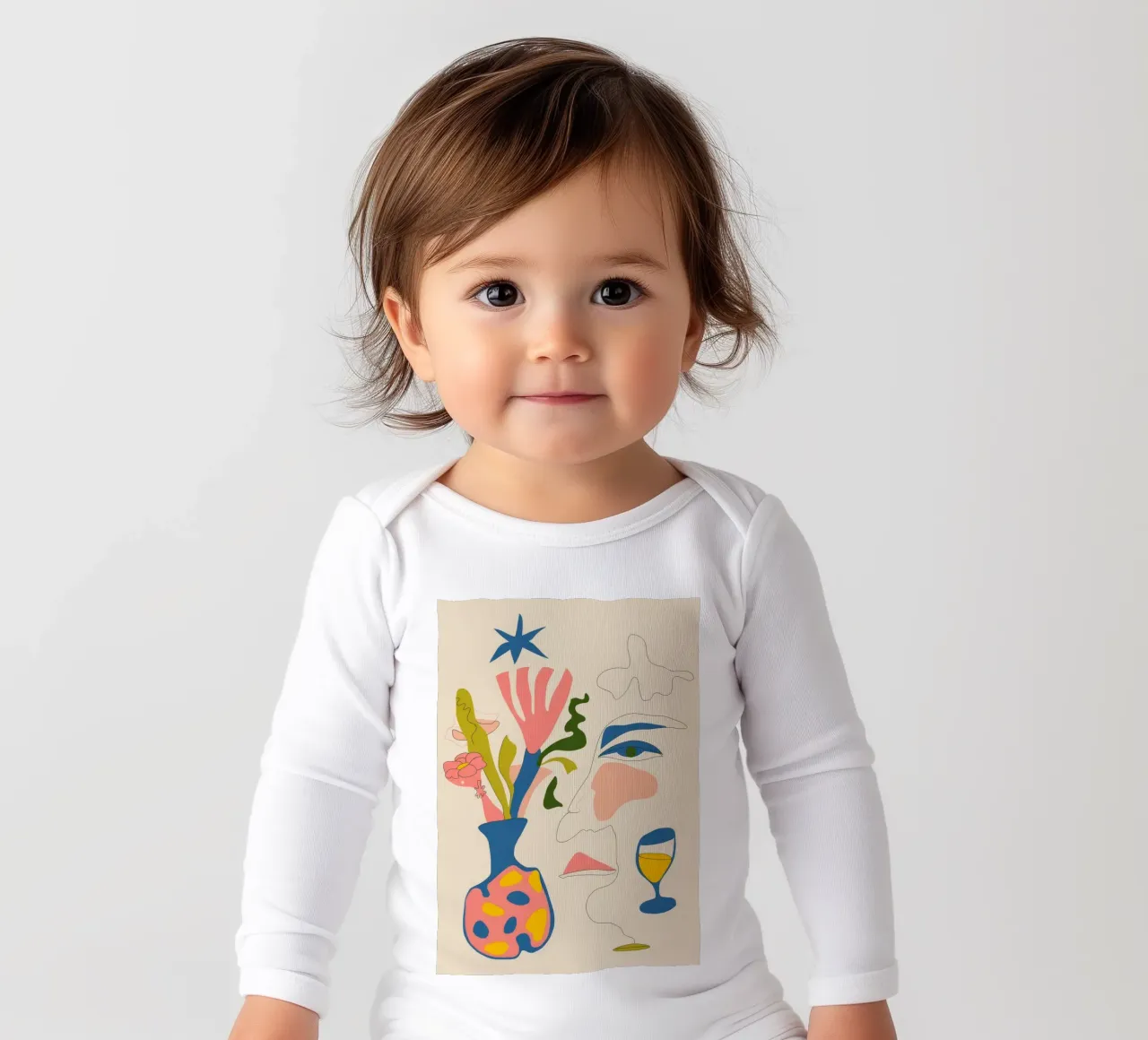 Abstract Face Vase long-sleeve baby romper by Kamera Obskura