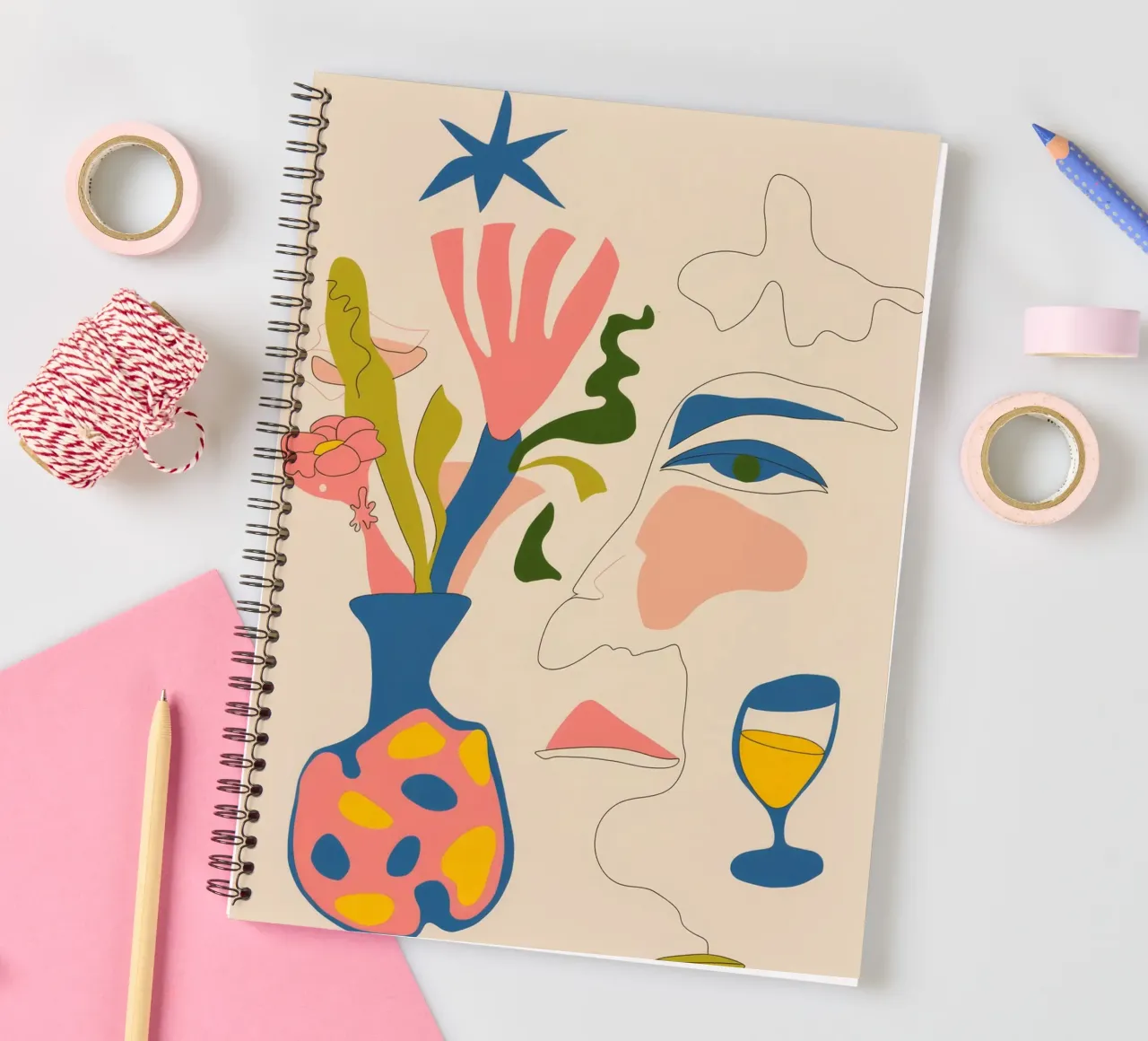 Abstract Face Vase spiral notebook by Kamera Obskura