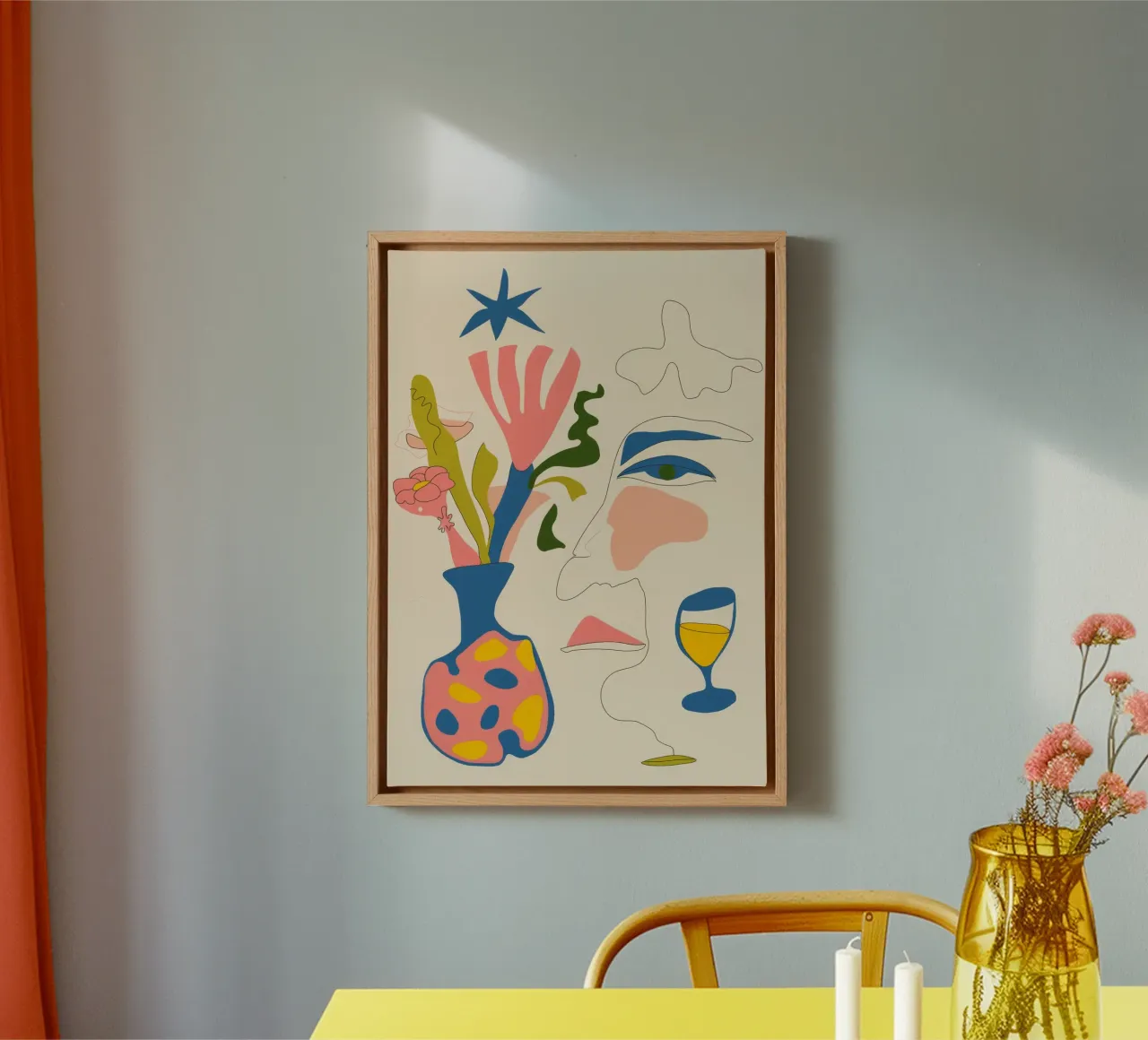 Abstract Gezicht Vaas canvas met Baklijst van Kamera Obskura