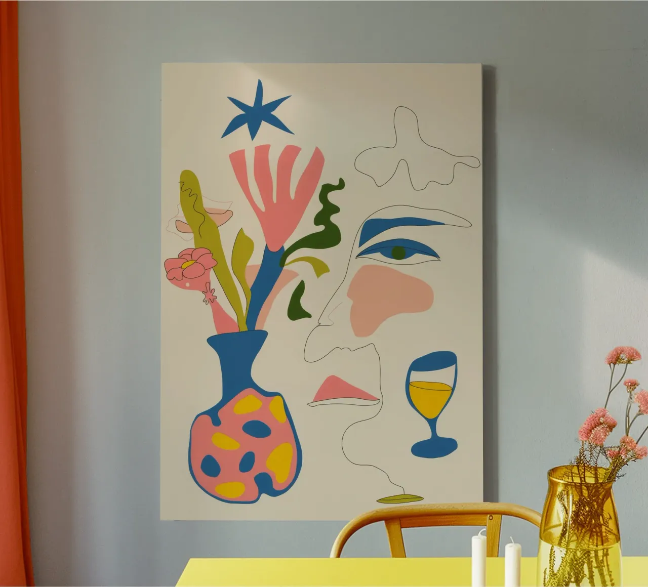 Abstract Gezicht Vaas canvas met Baklijst van Kamera Obskura