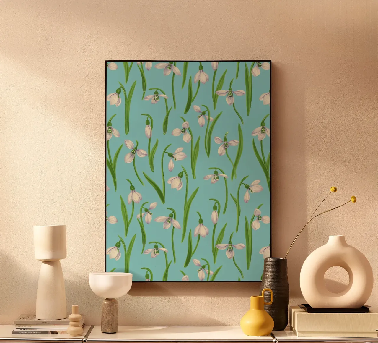 Snowdrops on pool blue aluminio dibond de Painted Nature