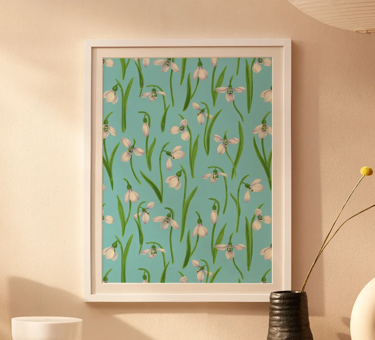 Snowdrops on pool blue hahnemühle by Painted Nature