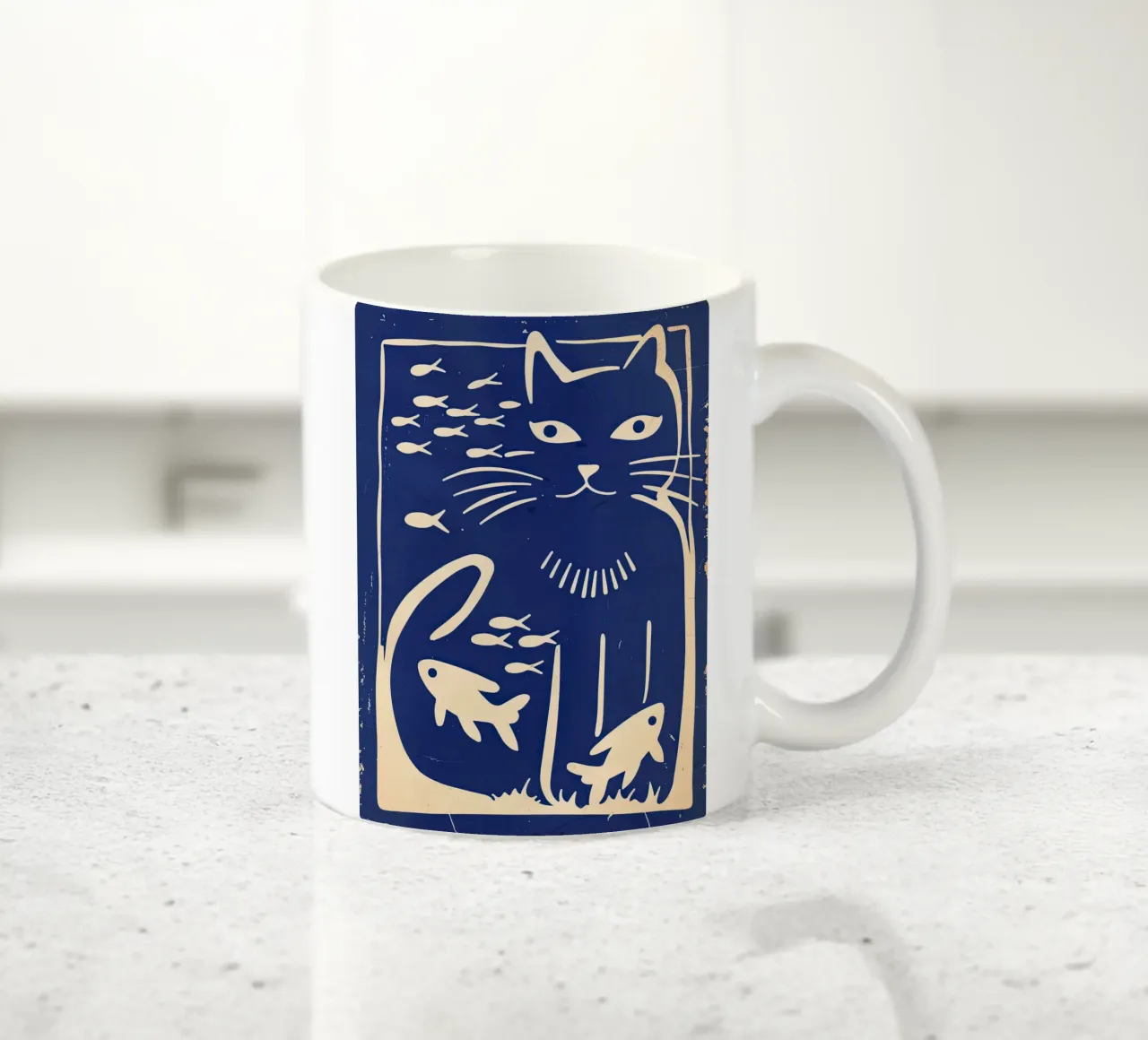 Gatto e pesce tazza in ceramica da DaarbyN