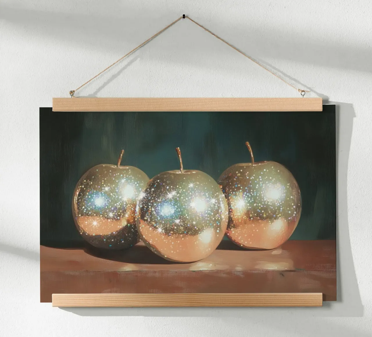 Gouden appels stilleven poster met kunststof frame van Melloi Art Print