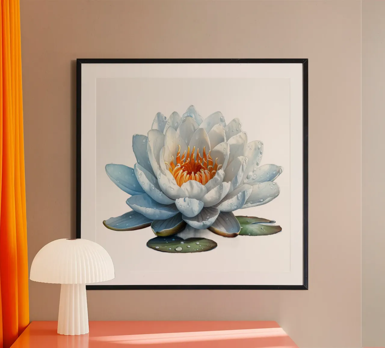 Fiore di ninfea poster con telaio in legno da Bold Blooms