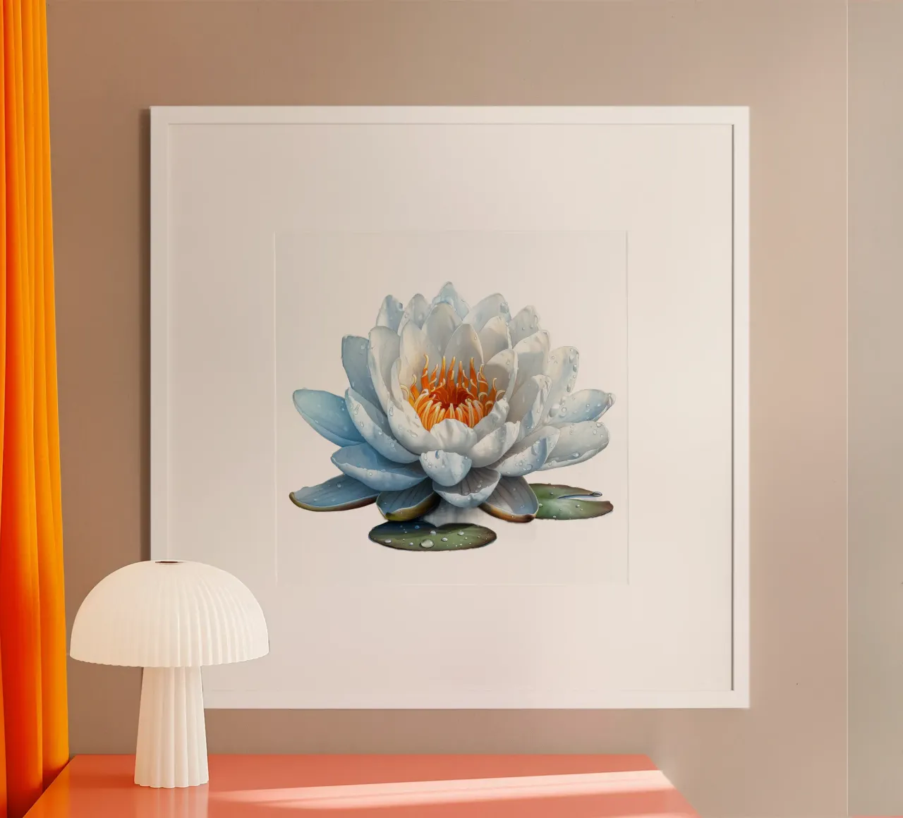 Fiore di ninfea poster con telaio in legno da Bold Blooms