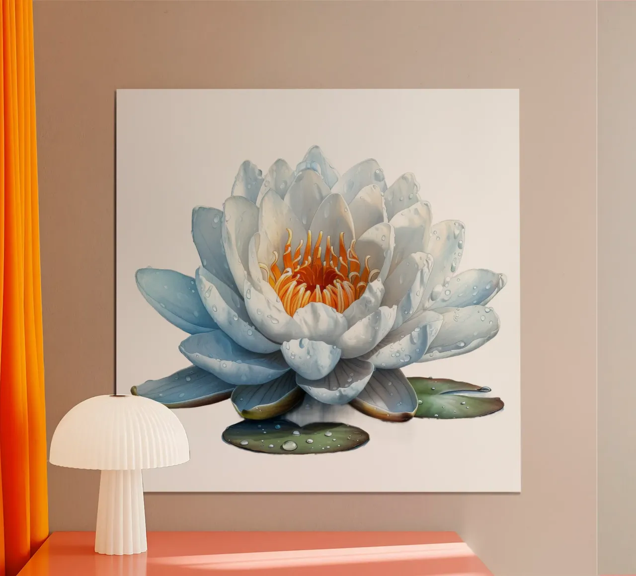 Fiore di ninfea poster con telaio in legno da Bold Blooms