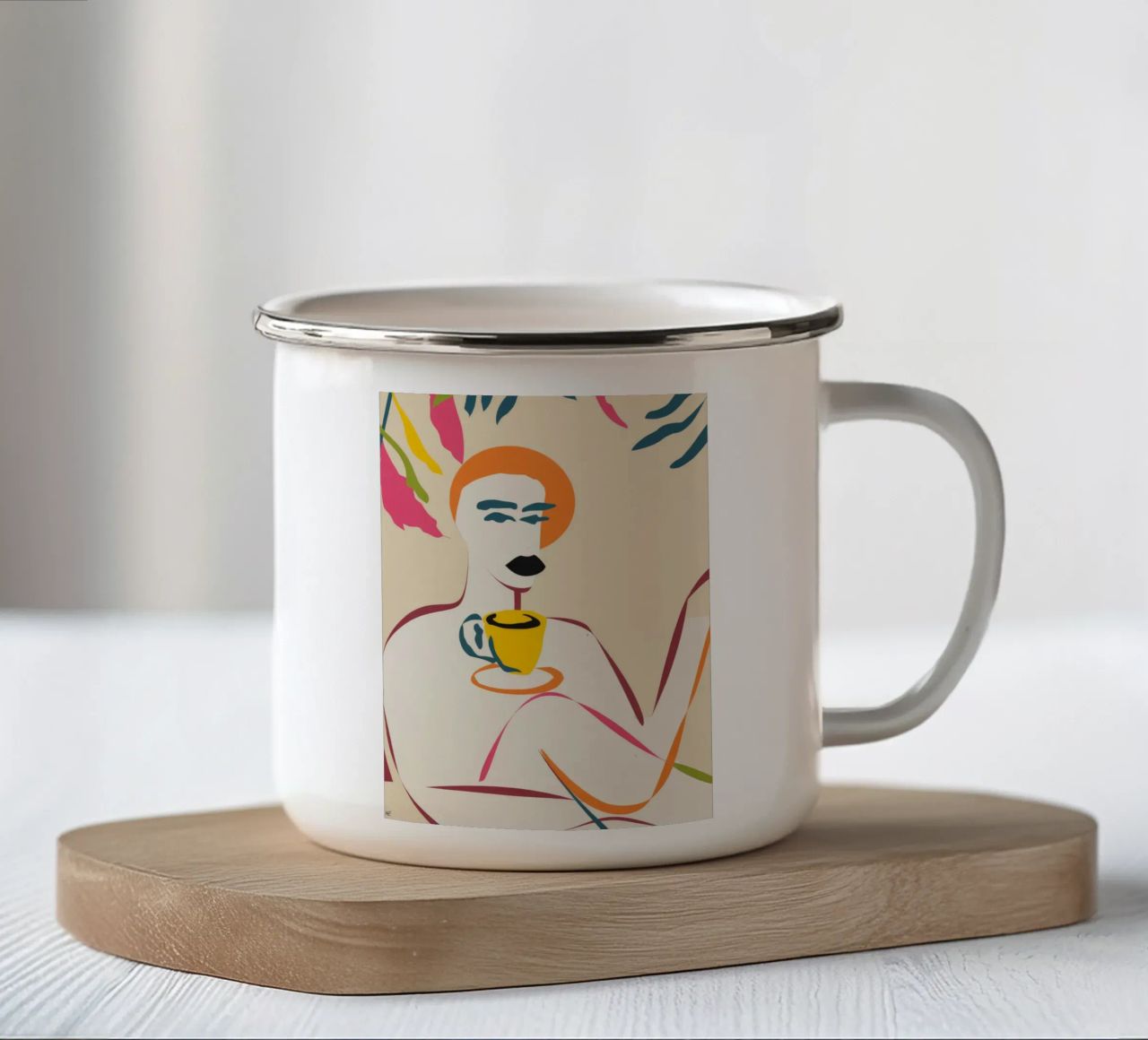 Tazza gialla minimalista tazza in smalto da Kamera Obskura