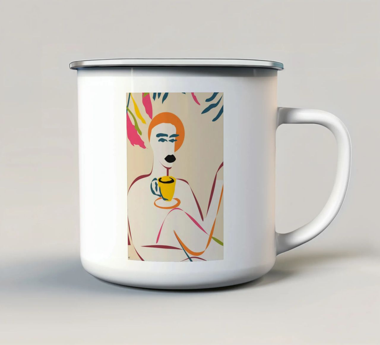 Tazza gialla minimalista tazza in smalto da Kamera Obskura