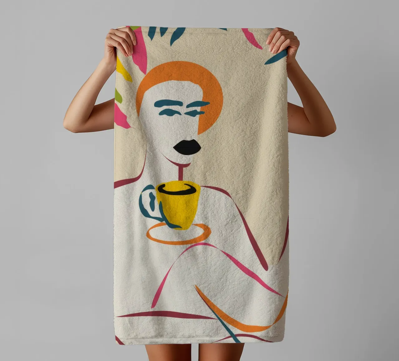 Tasse jaune minimaliste serviette de bain de Kamera Obskura