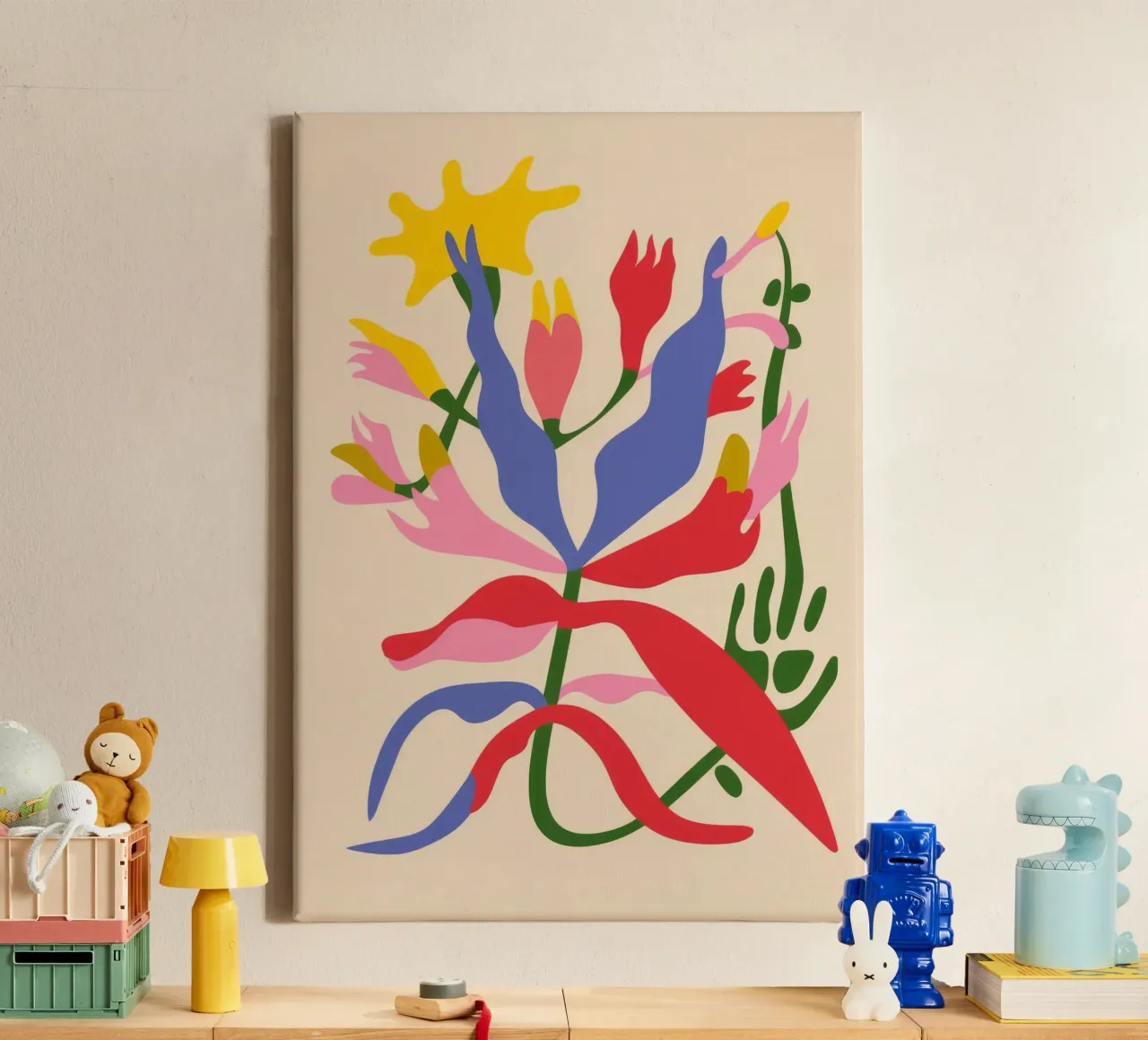 Kleurrijke abstracte plant canvas van Kamera Obskura