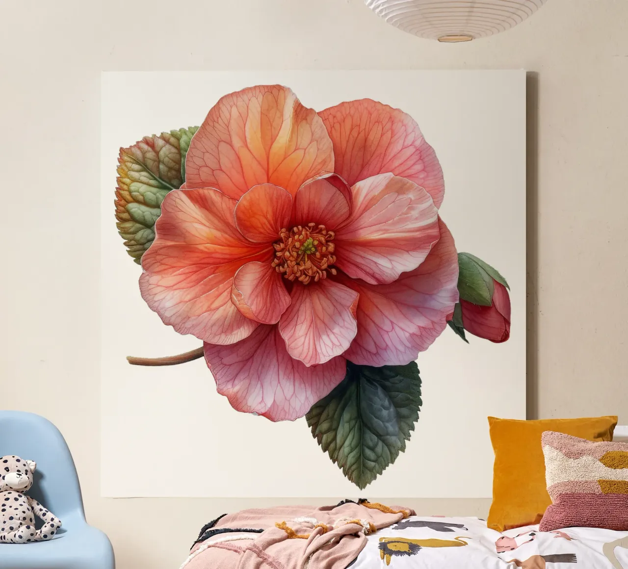 Was Begonia Bloem canvas met Baklijst van Bold Blooms