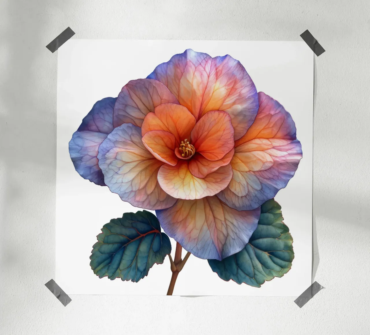 Fiore di Begonia di cera poster con telaio in alluminio da Bold Blooms