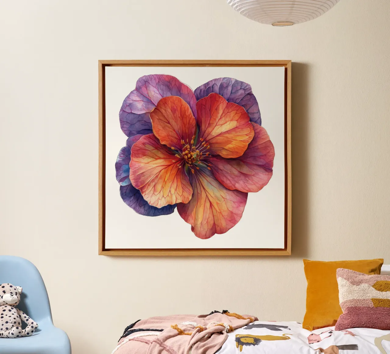 Was Begonia Bloem canvas met Baklijst van Bold Blooms