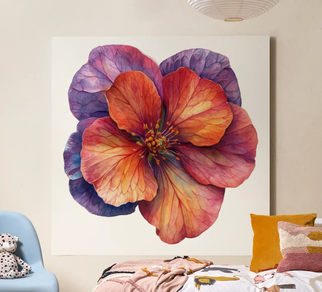 Was Begonia Bloem canvas met Baklijst van Bold Blooms