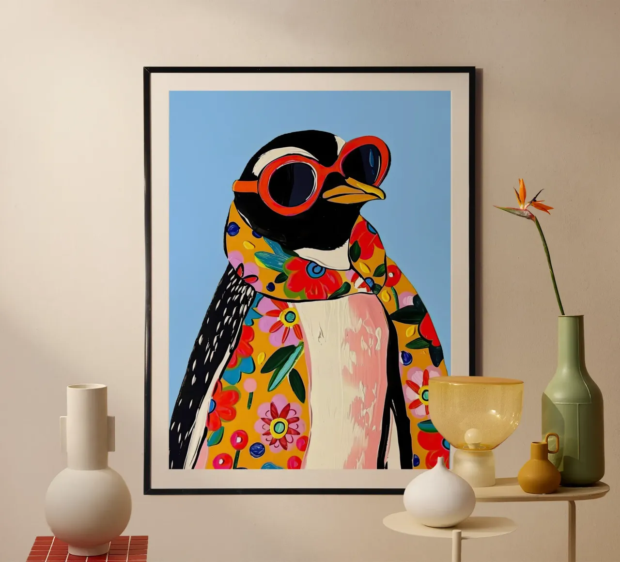Moda Pinguino poster con telaio in alluminio da DaarbyN