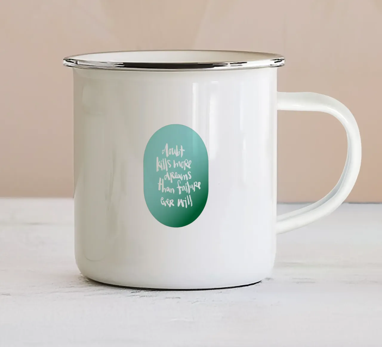 Doubt Kills More Dreams tazza in smalto da Brushmeetspaper