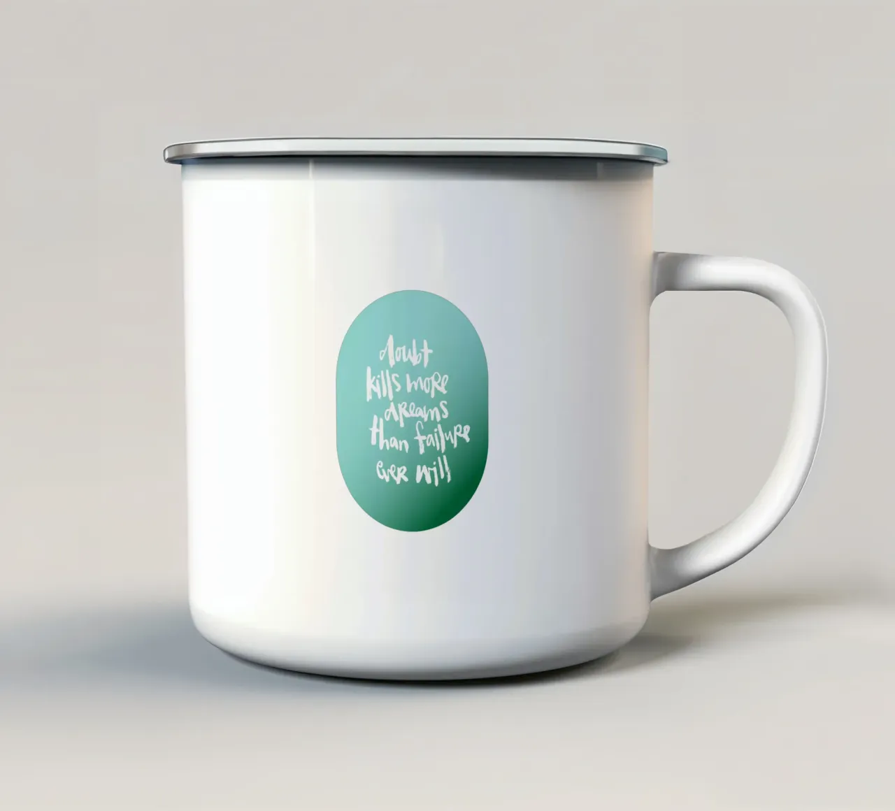 Doubt Kills More Dreams tazza in smalto da Brushmeetspaper