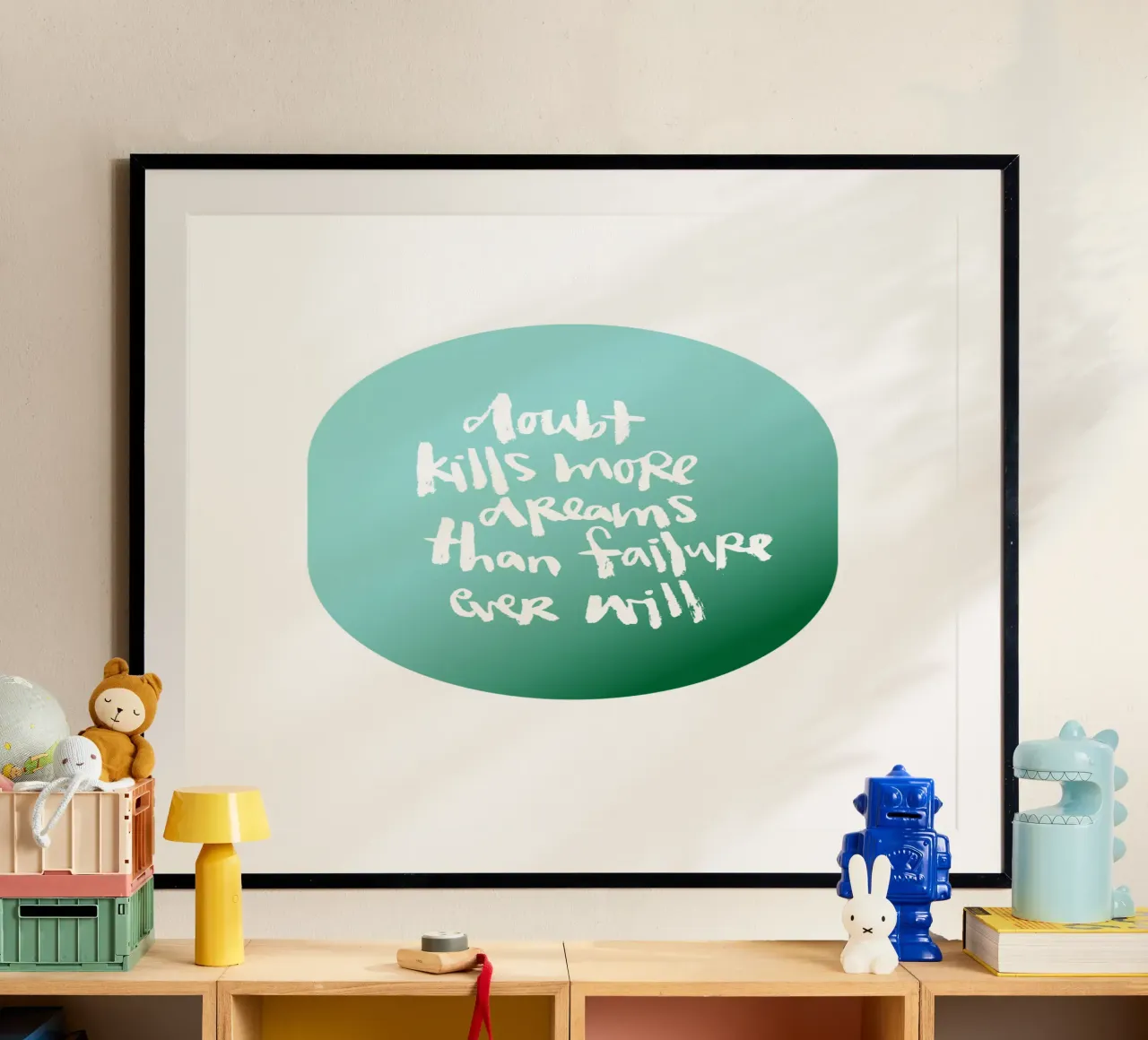Doubt Kills More Dreams poster con telaio in legno da Brushmeetspaper