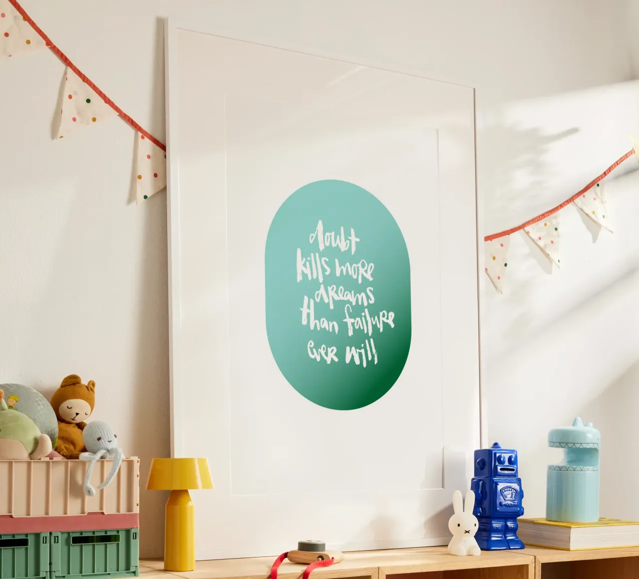 Doubt Kills More Dreams poster con telaio in legno da Brushmeetspaper