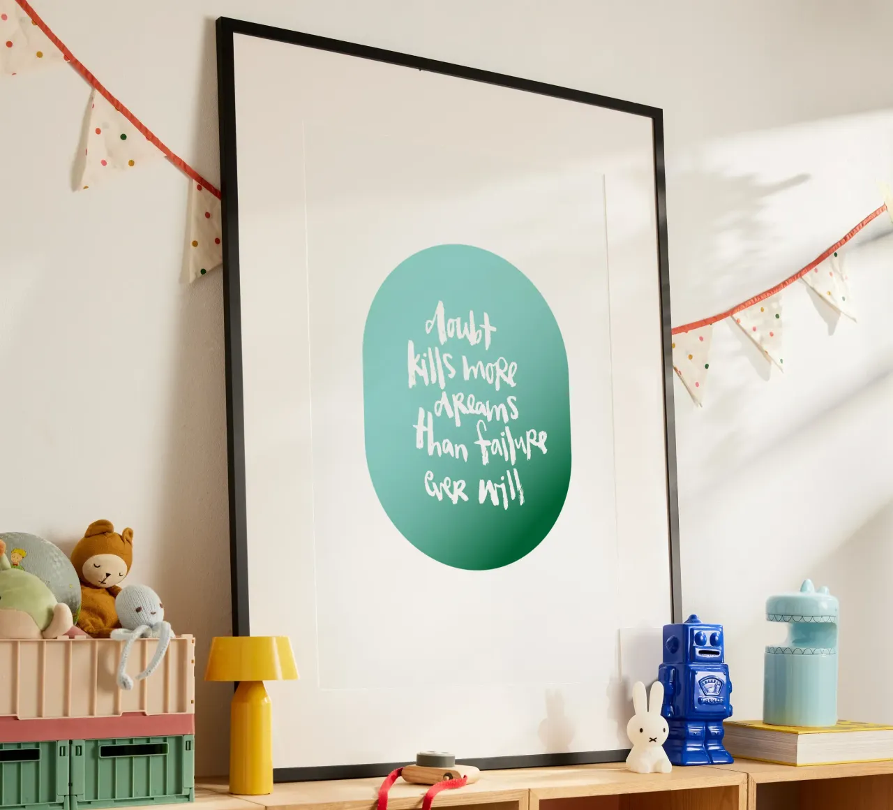 Doubt Kills More Dreams poster con telaio in legno da Brushmeetspaper