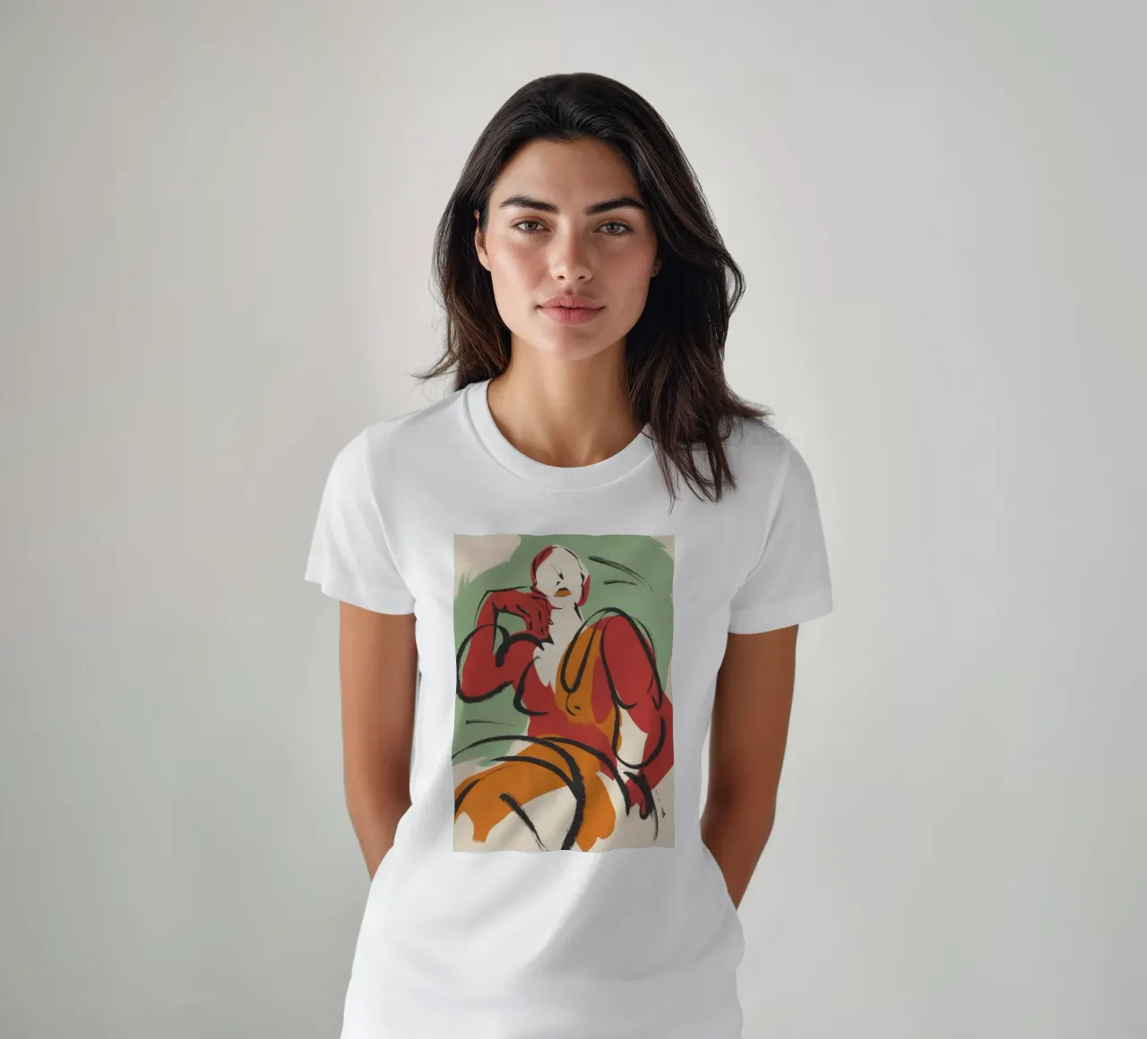 Posa in abito rosso t-shirt da Kamera Obskura