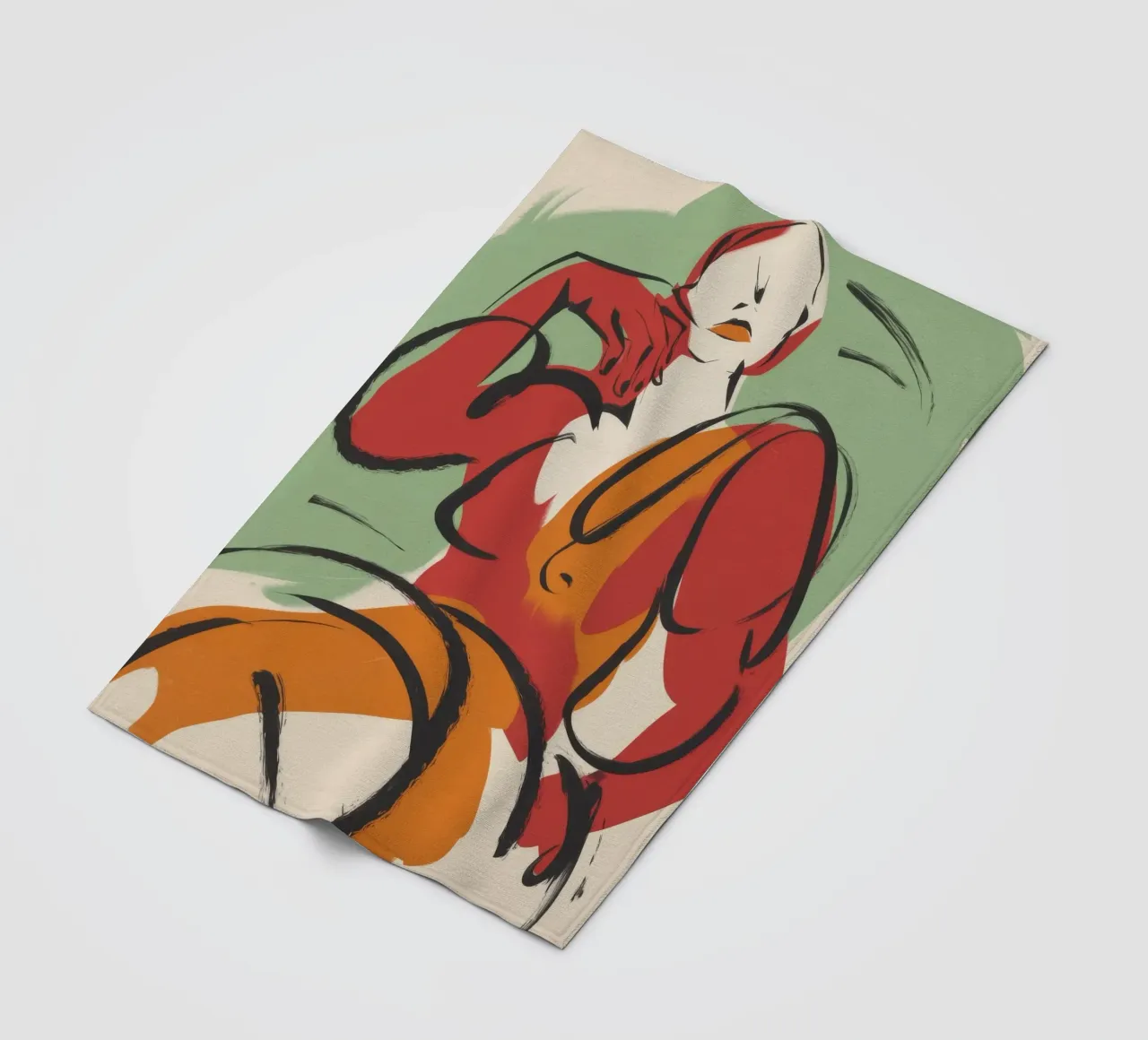 Posa in abito rosso coperta in pile da Kamera Obskura