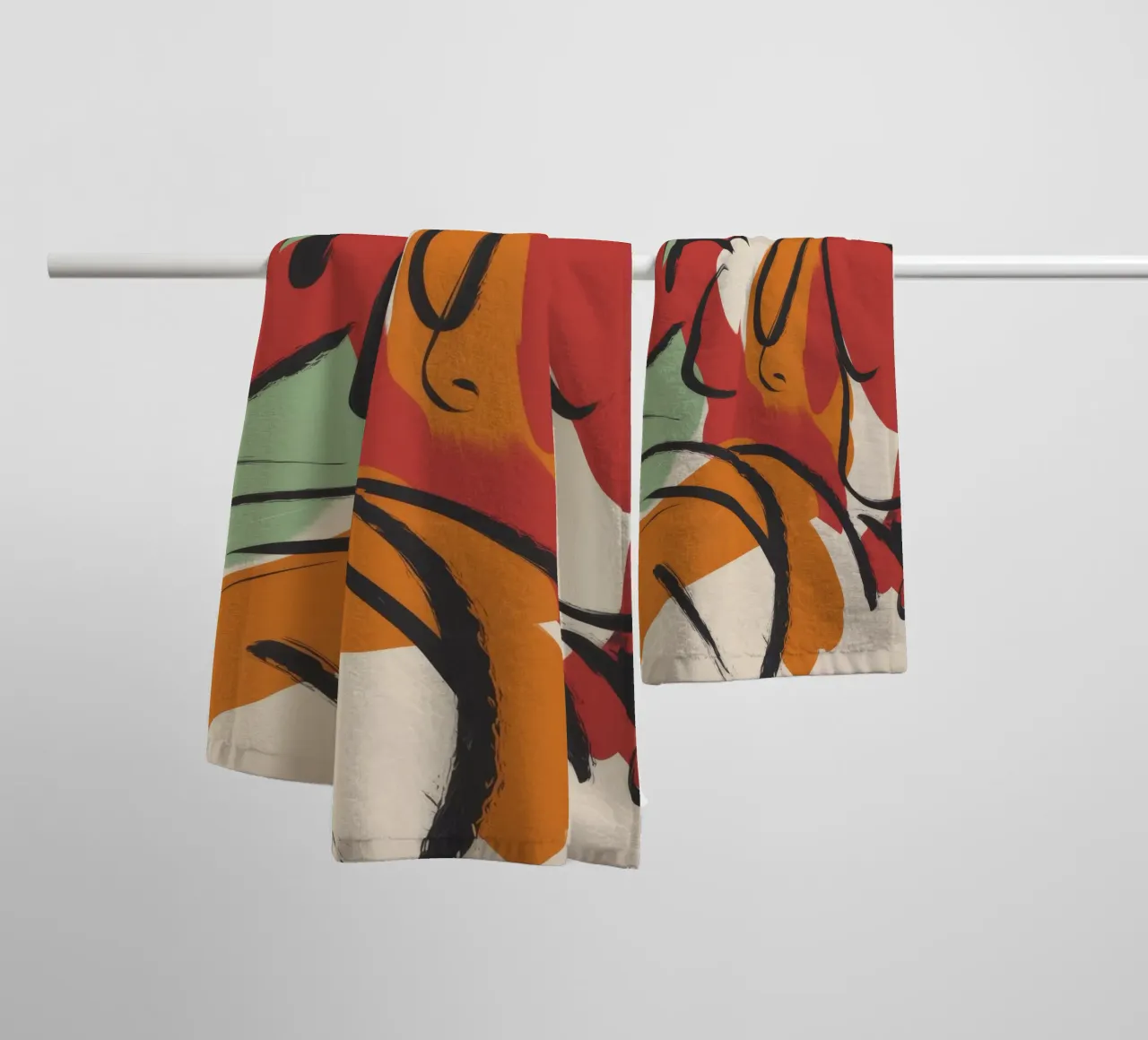 Posa in abito rosso asciugamano da bagno da Kamera Obskura
