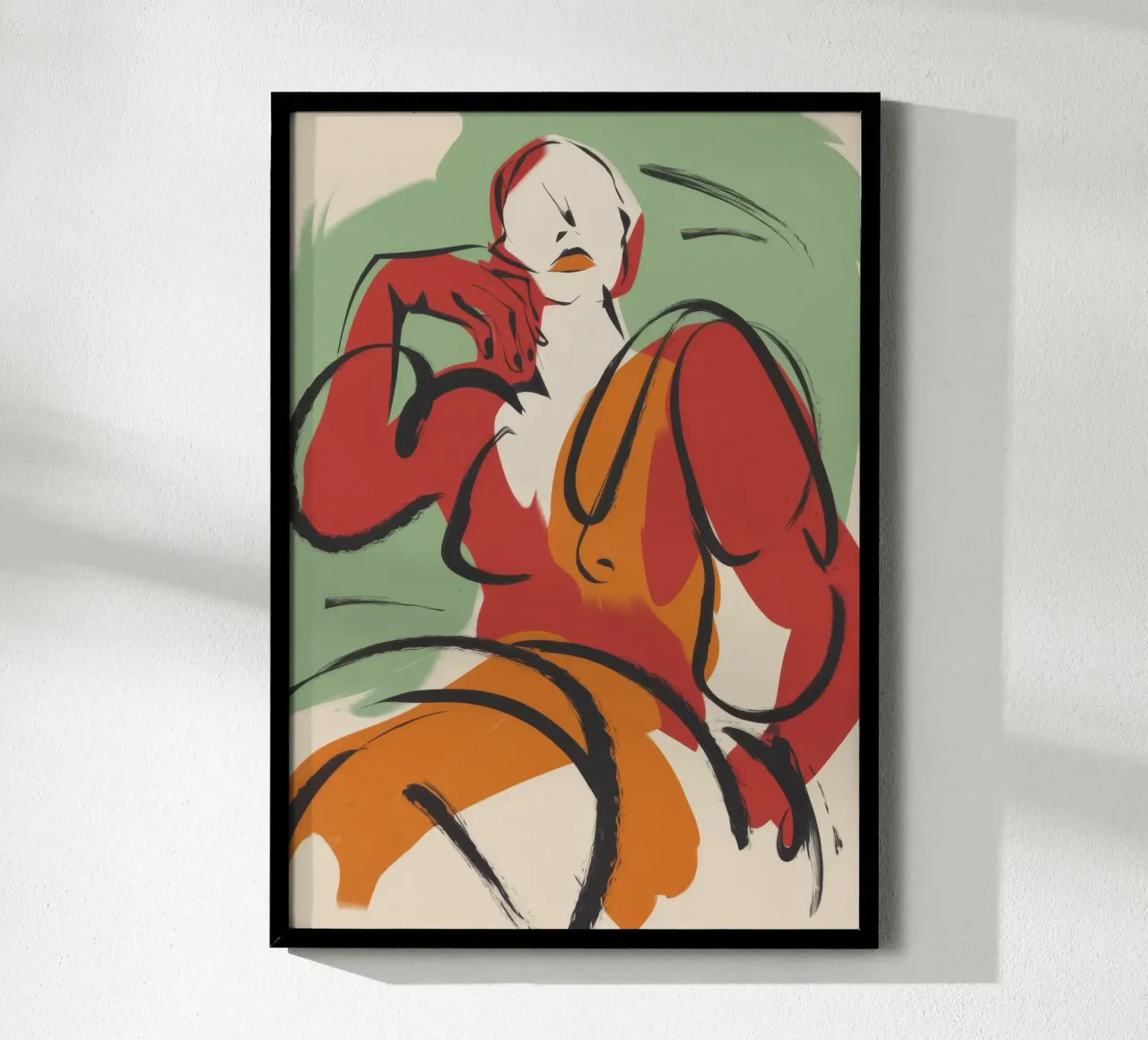 Posa in abito rosso poster con telaio in legno da Kamera Obskura