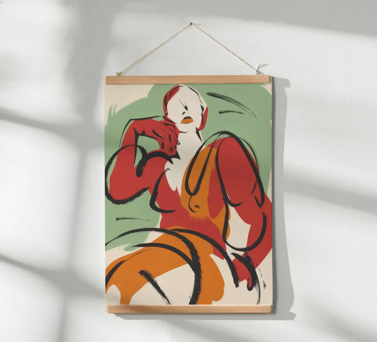 Posa in abito rosso poster con telaio in legno da Kamera Obskura