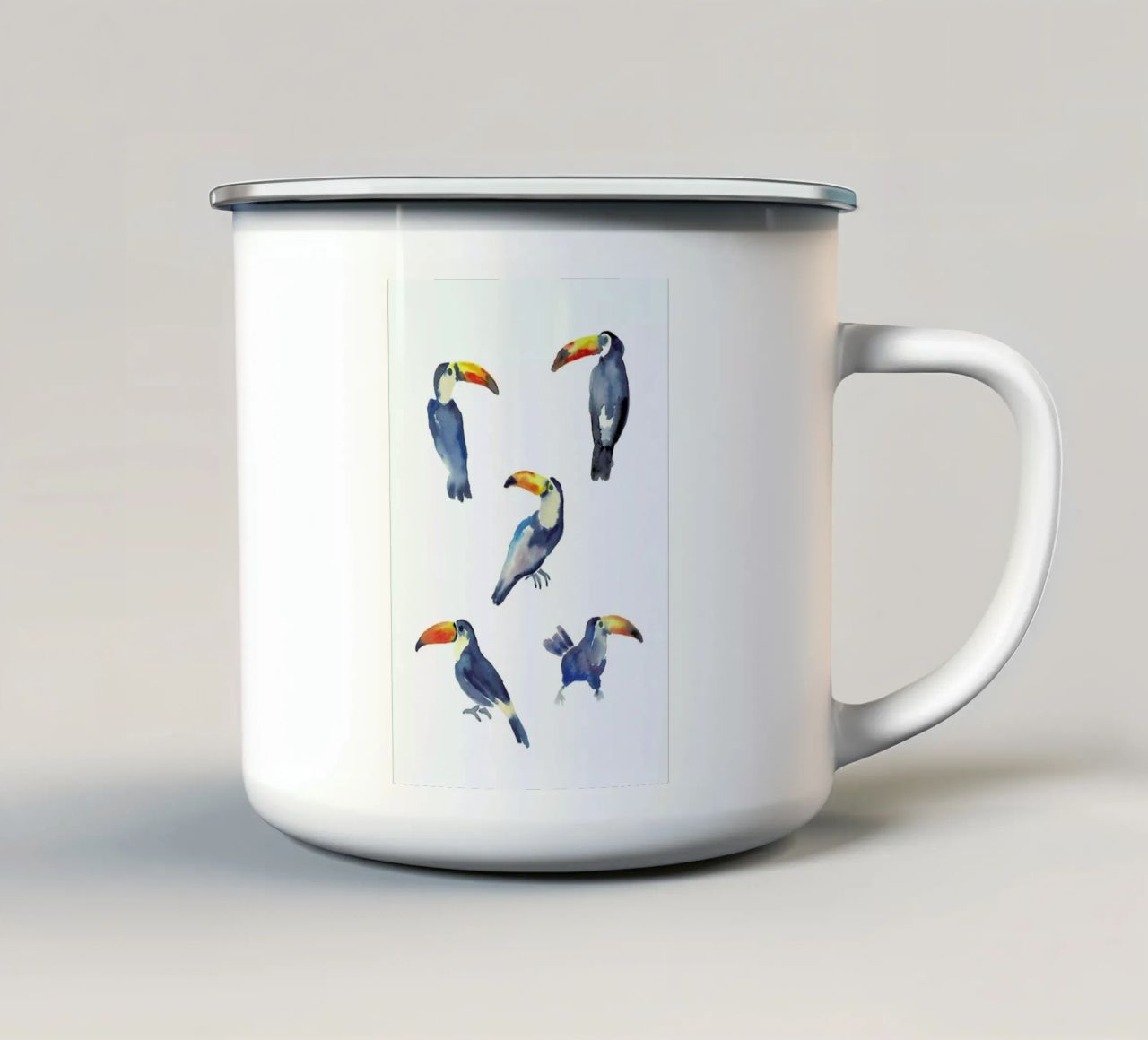 Toucan tazza in smalto da Farina Kuklinski