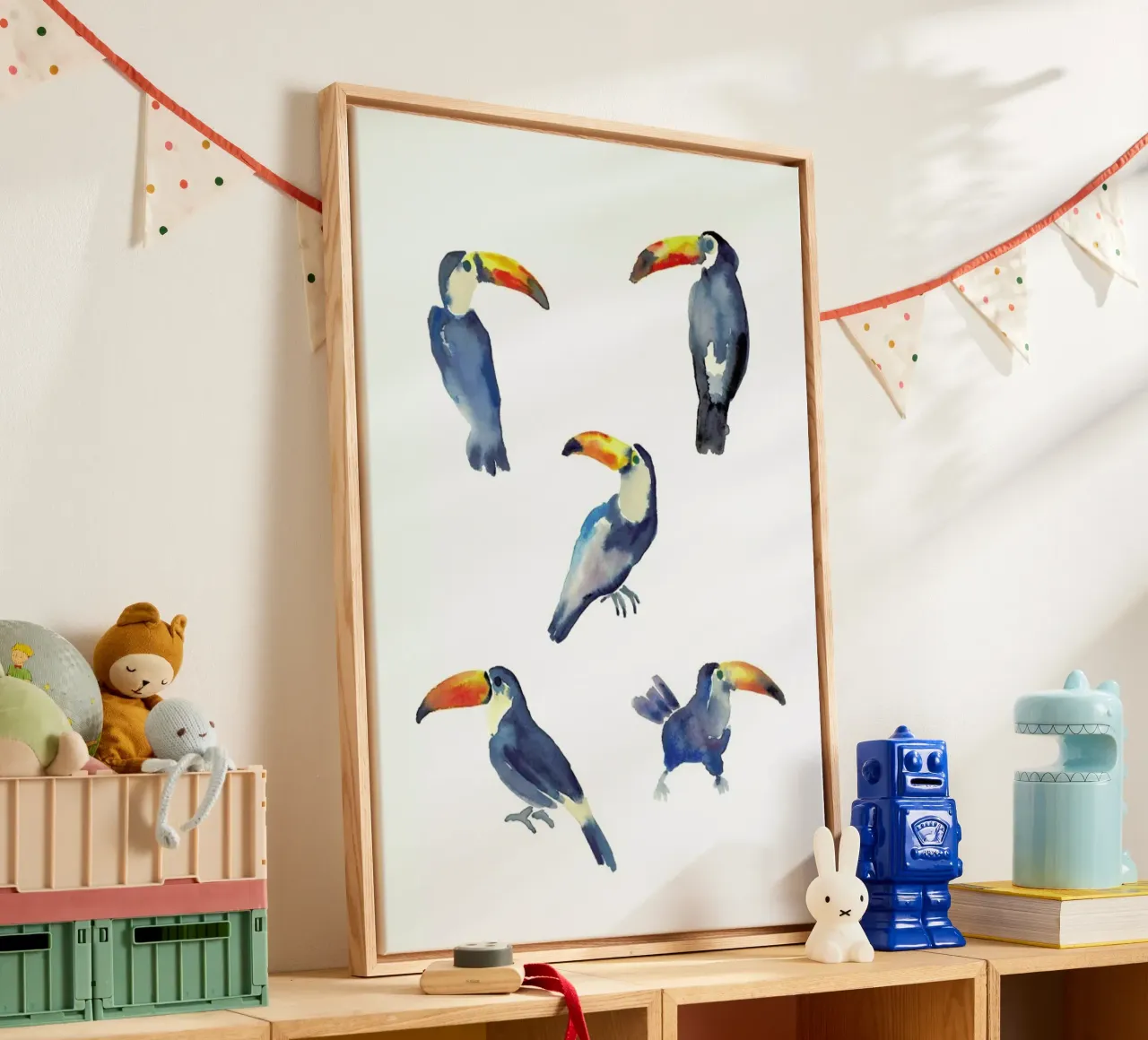 Toucan tela con Cornice a cassetta da Farina Kuklinski
