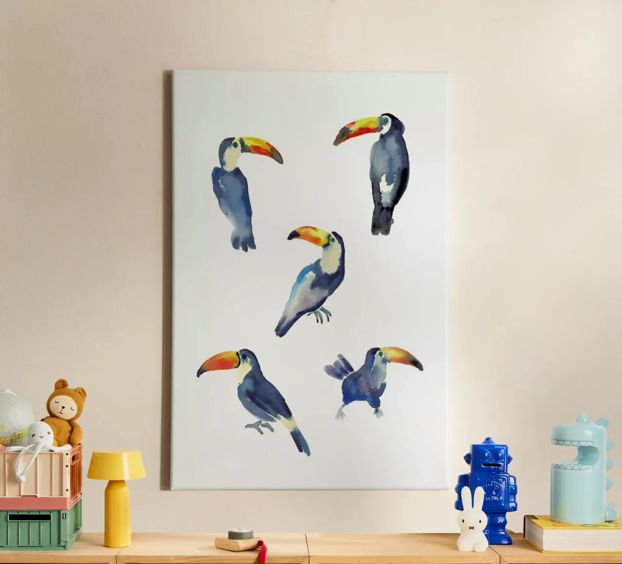 Toucan tela con Cornice a cassetta da Farina Kuklinski