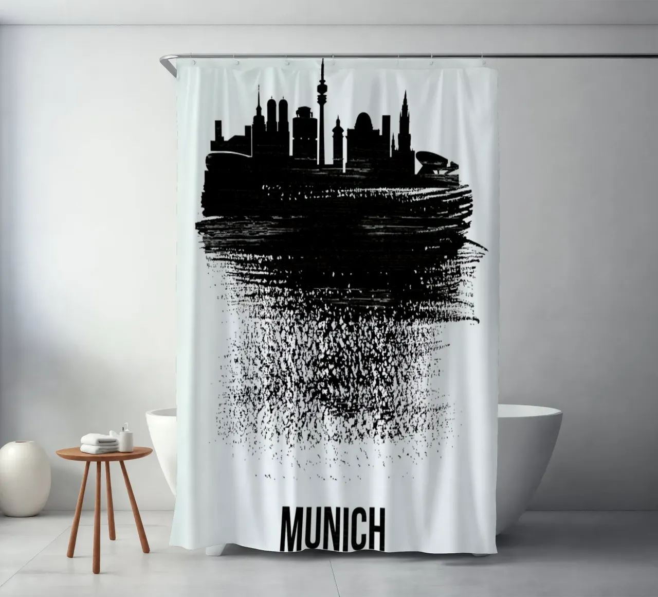 Munich Skyline Brush Stroke rideau de douche de Naxart