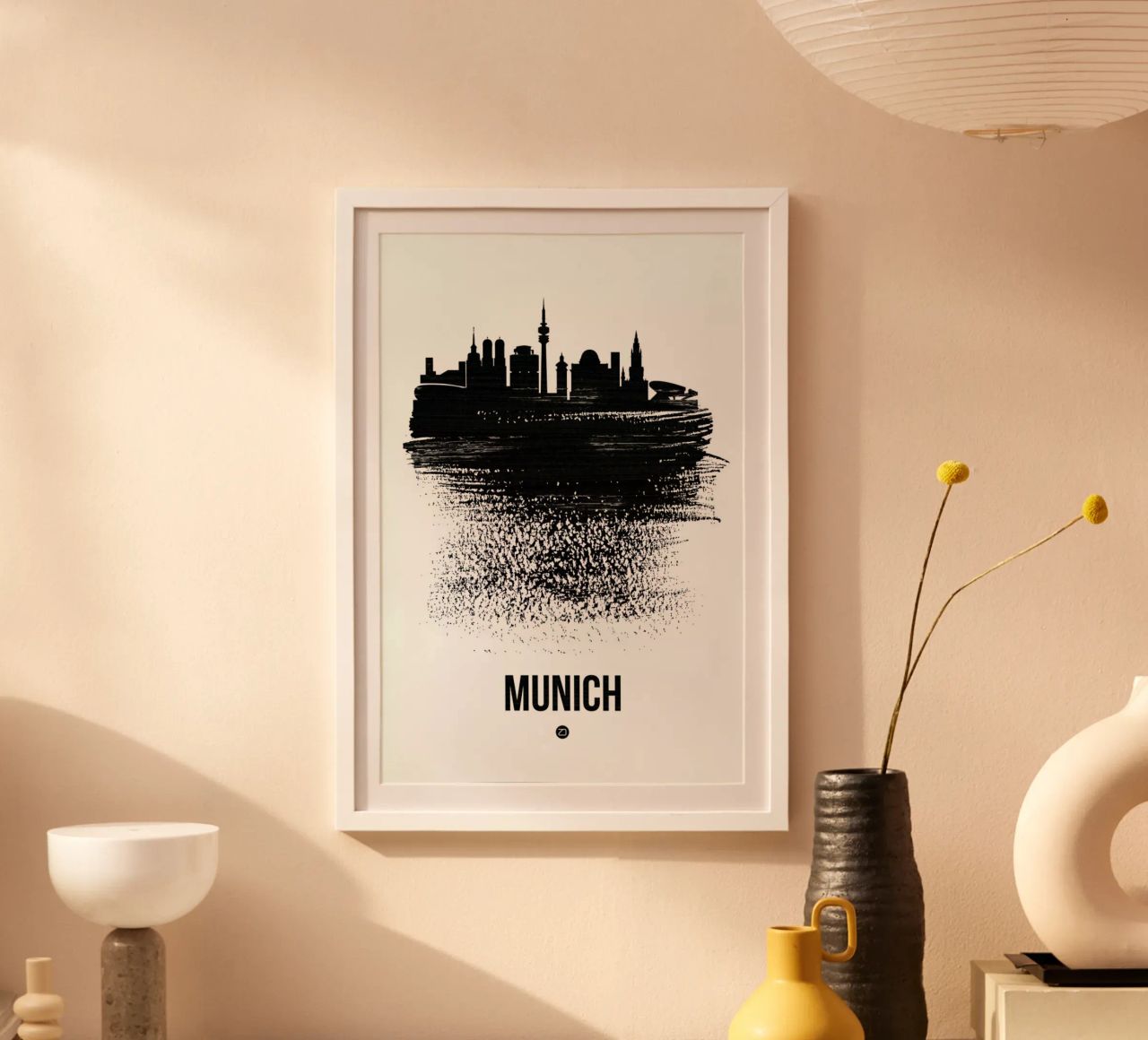 Munich Skyline Brush Stroke Poster von Naxart