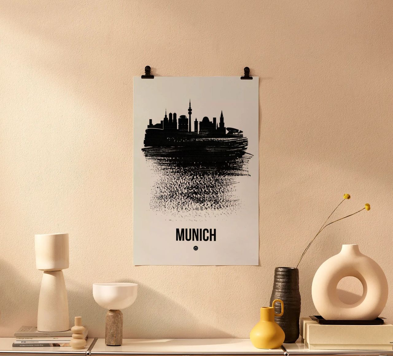 Munich Skyline Brush Stroke Poster von Naxart