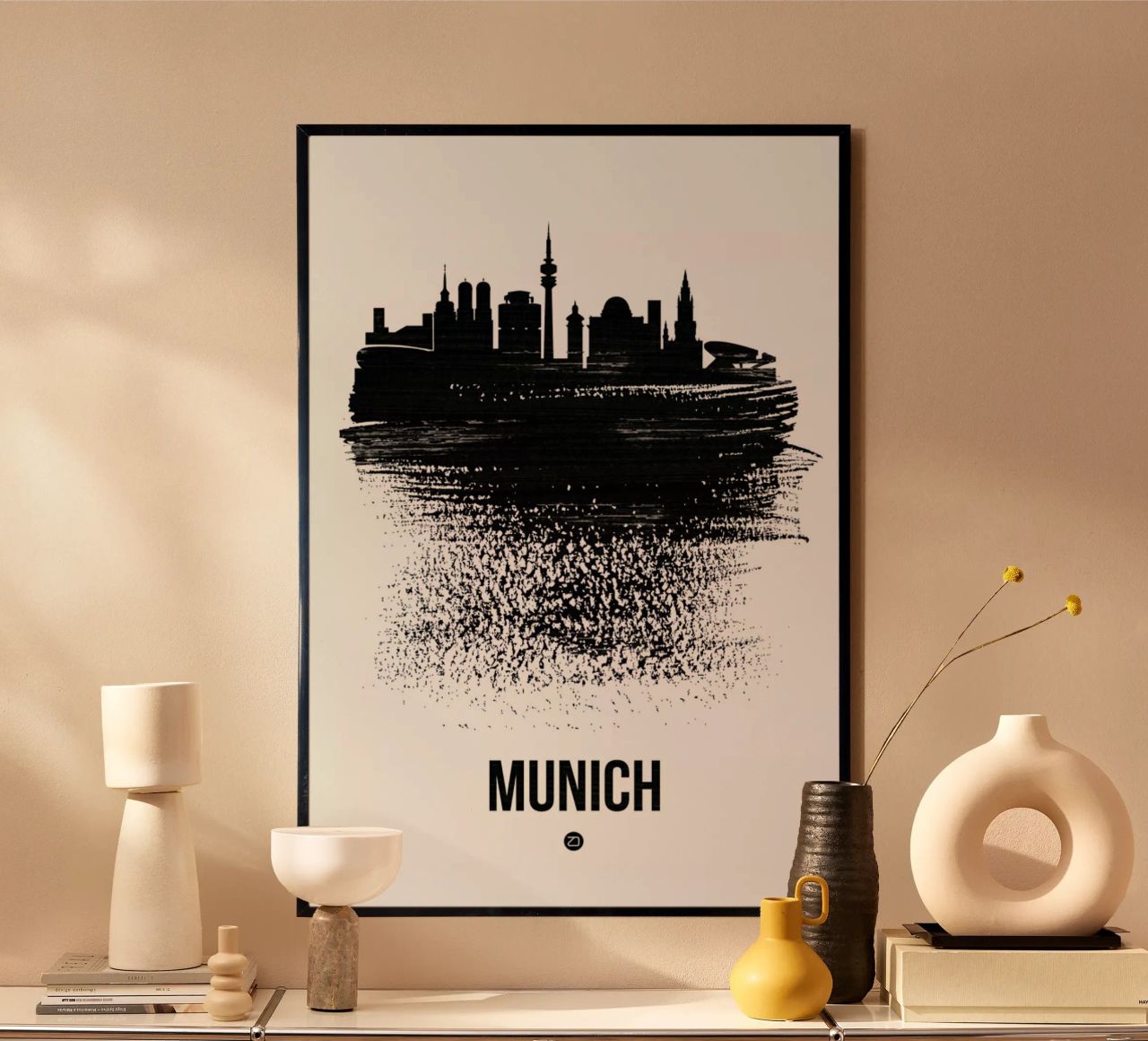 Munich Skyline Brush Stroke Poster von Naxart